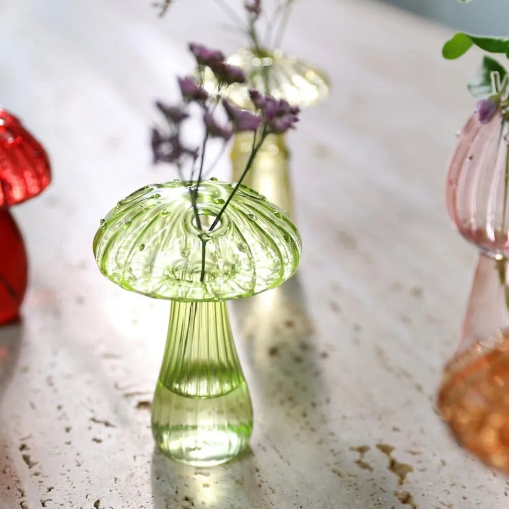 Transparentes Gelee Farbe Pilz Glas Vase Aromatherapie Flasche