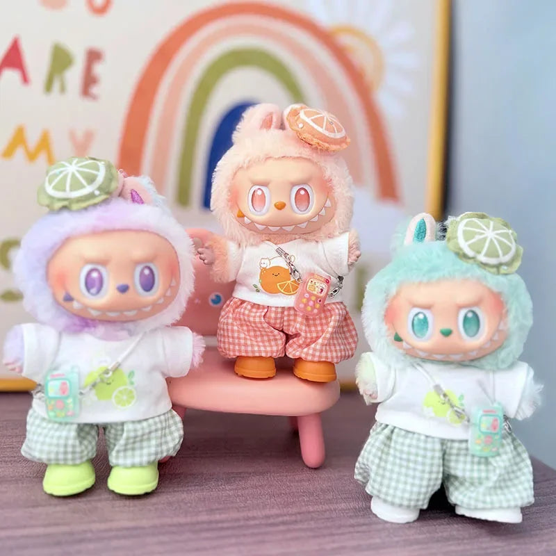 Für 17cm Labubu Baby-Kleidung Frische Zitrone Kaninchen Set V1 V2 V3 Niedliches Set