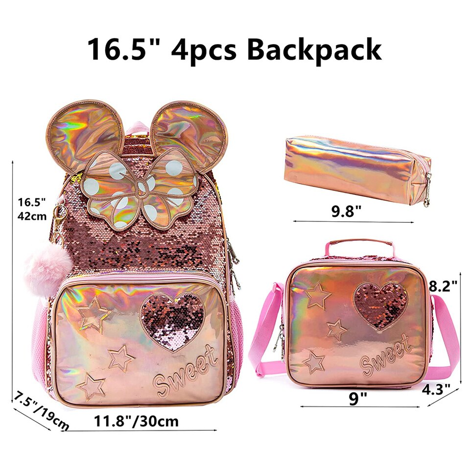 Girls School Backpack Champagne Sequins - School Supplies