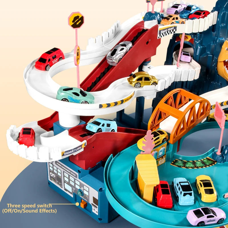 KBDFA – piste de voiture sur le thème du Lion pour enfants, moulé sous pression, cadeaux de vacances, anniversaire, Hot Wheels, jouets de course éducatifs