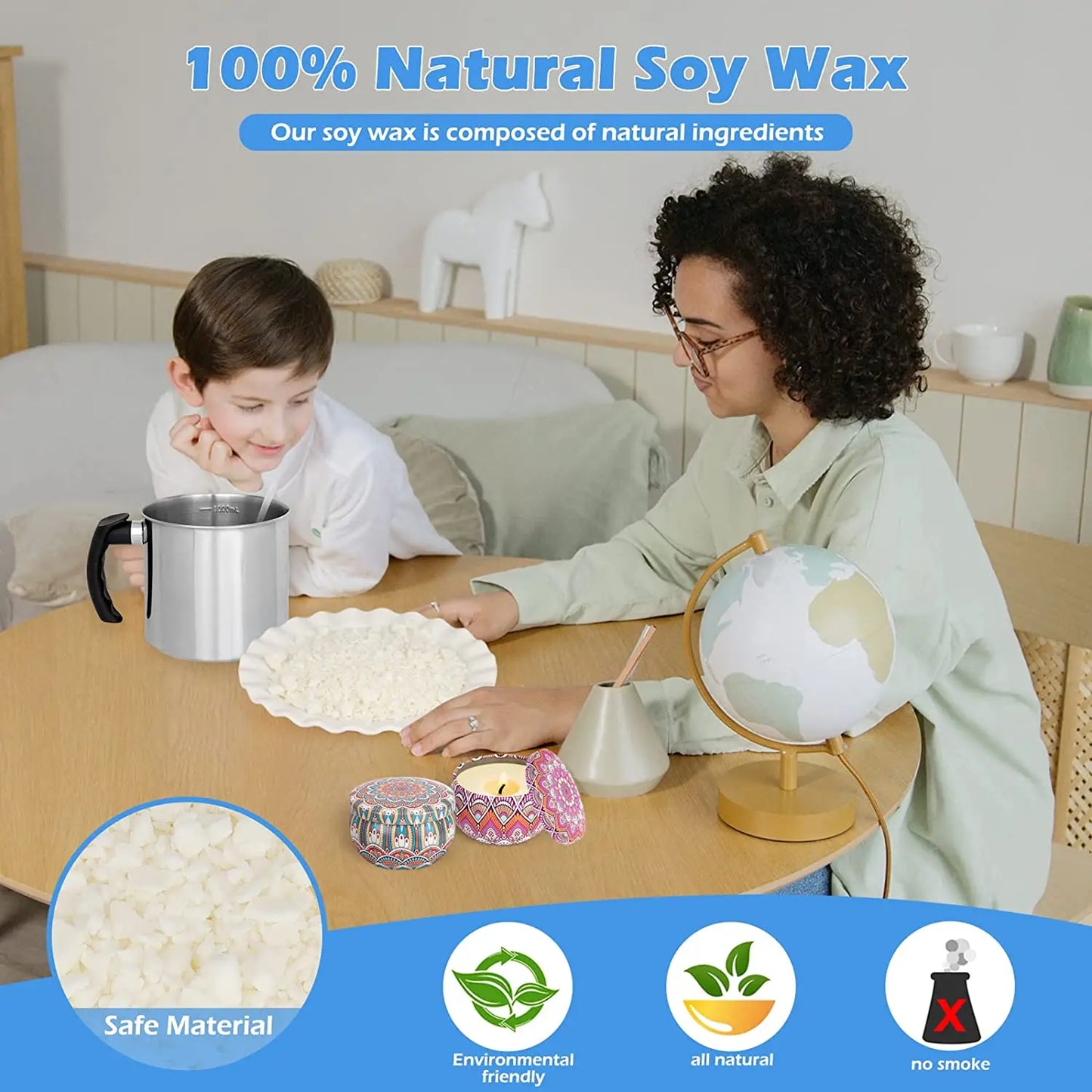 Candle Making Supplies, Soy Wax DIY Candle Making Kits for Adults Kids Beginners, 1.3L Wax Melter Soy Wax Christmas Gifts