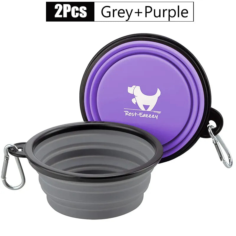 2-Pack Collapsible Dog Bowls for Travel Pet Portable Water Bowl for Travel Camping with 2 Carabiner Hooks