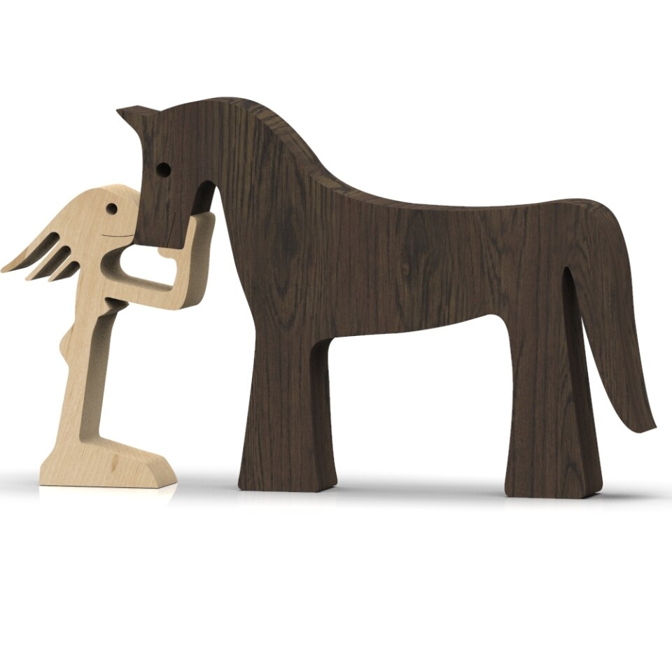 Wooden Dog Figure for Desk - Creative Pet Decoration