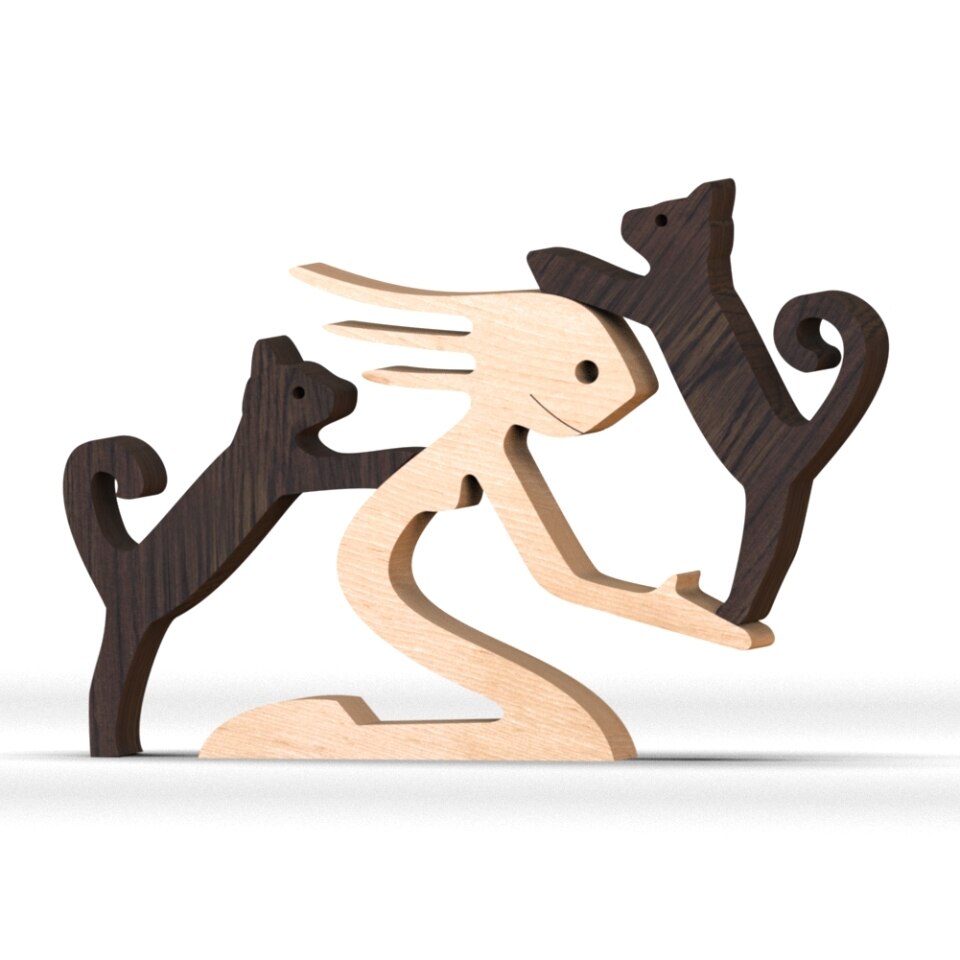 Wooden Dog Figure for Desk - Creative Pet Decoration