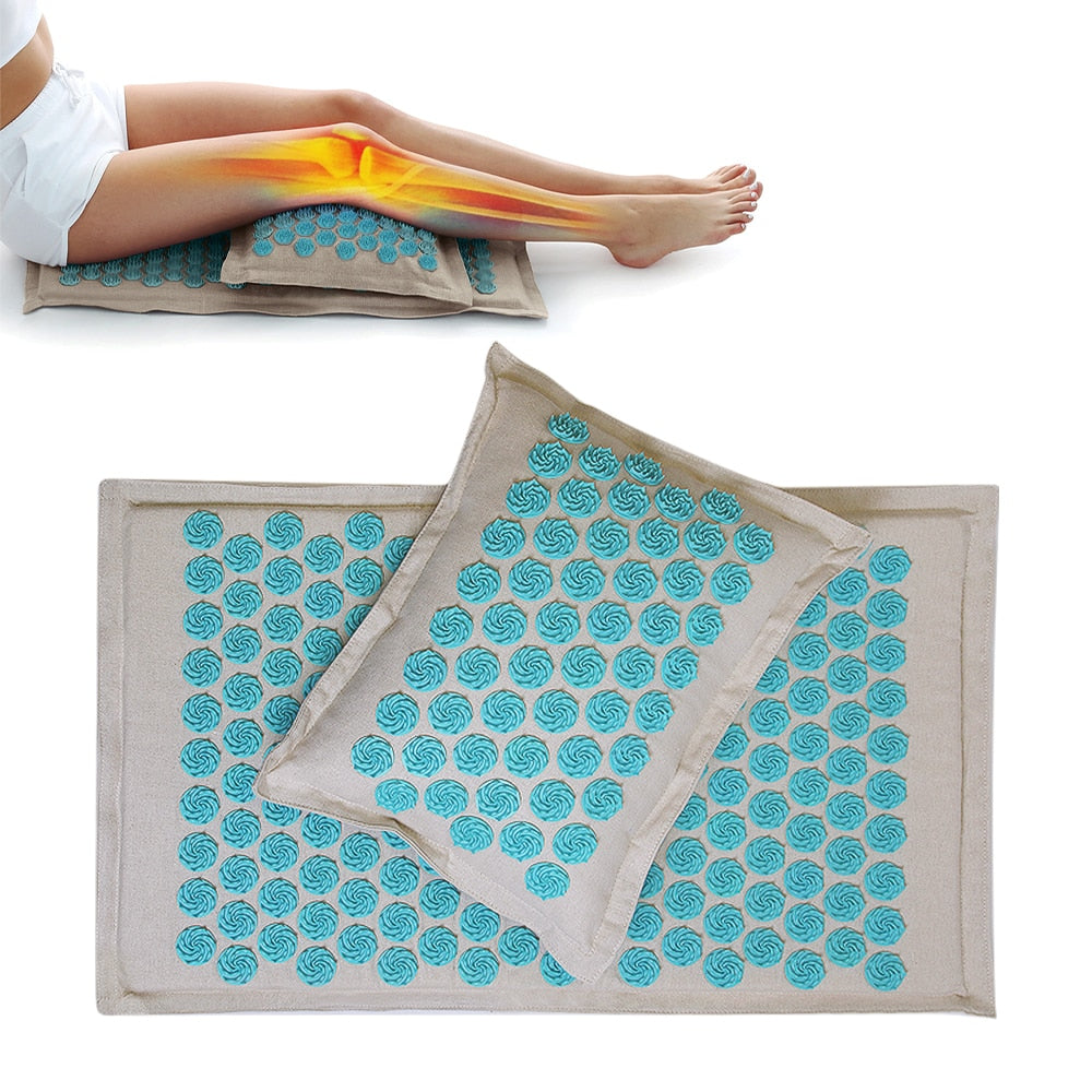 Spike-Mat-Acupressure-Mat,-Massage-Mat-Acupuncture-Pillow-Set-Yoga-Mat-Needle-Relieve-Back,-Neck-and-Sciatic-Pain,-Relax-Muscles