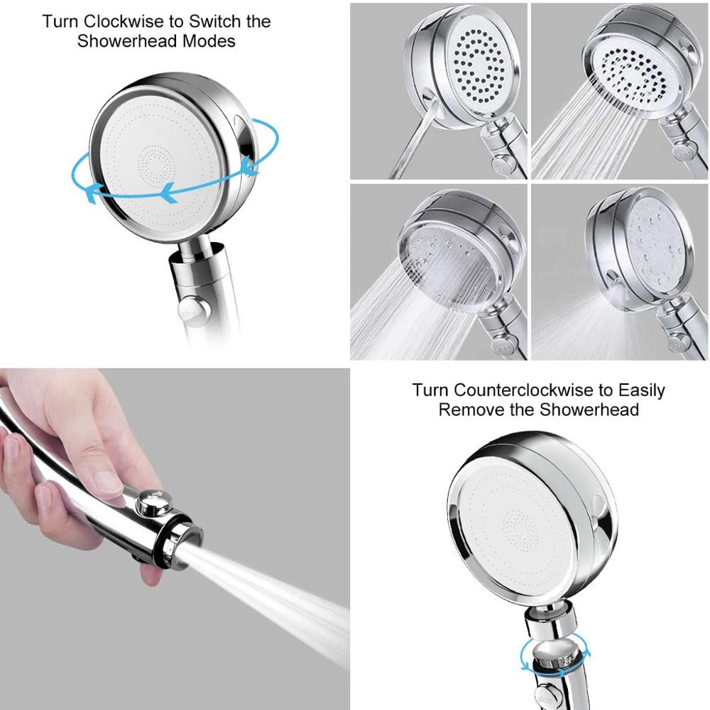 Handheld-Shower-Head-High-Pressure-5-Function-Adjustable-Bath-Shower-Jets-with-On/Off-Pause-Switch-Removable-Filter-with-Hose