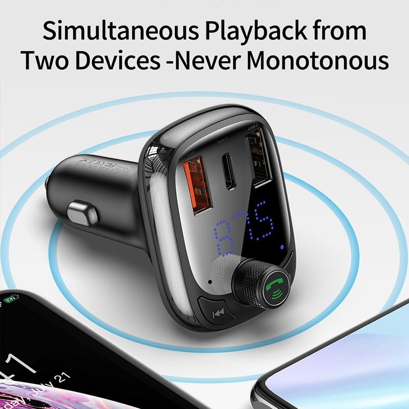 Baseus-FM-Transmitter-Bluetooth-5.0-Handsfree-Car-Kit-Audio-MP3-Player-With-PPS-QC3.0-QC4.0-5A-Fast-Charger-Auto-FM-Modulator