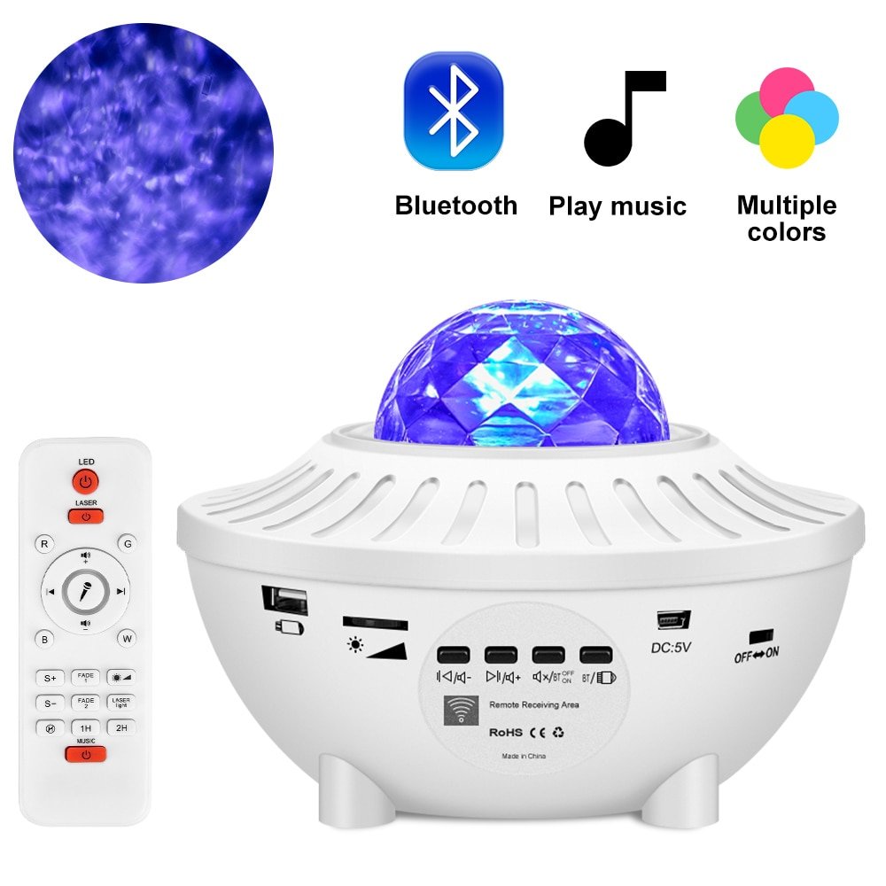 LED-Sternengalaxie-Projektor-Nachtlicht-Ozeanwellenprojektion-mit-Bluetooth-Musiklautsprecher-and-21-Beleuchtungsmodi