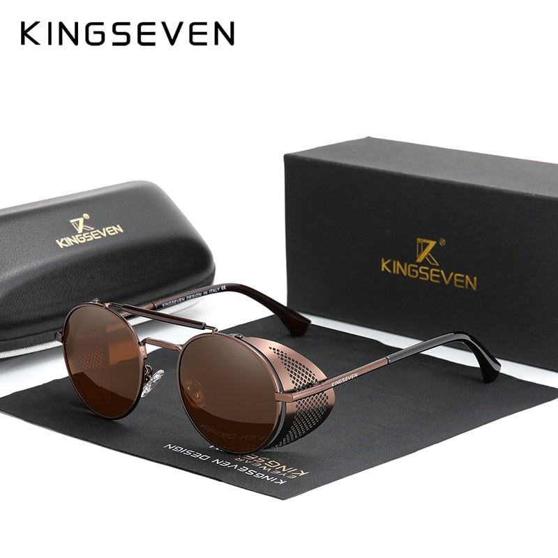 Echte KINGSEVEN Retro Sonnenbrille - Steampunk Stil