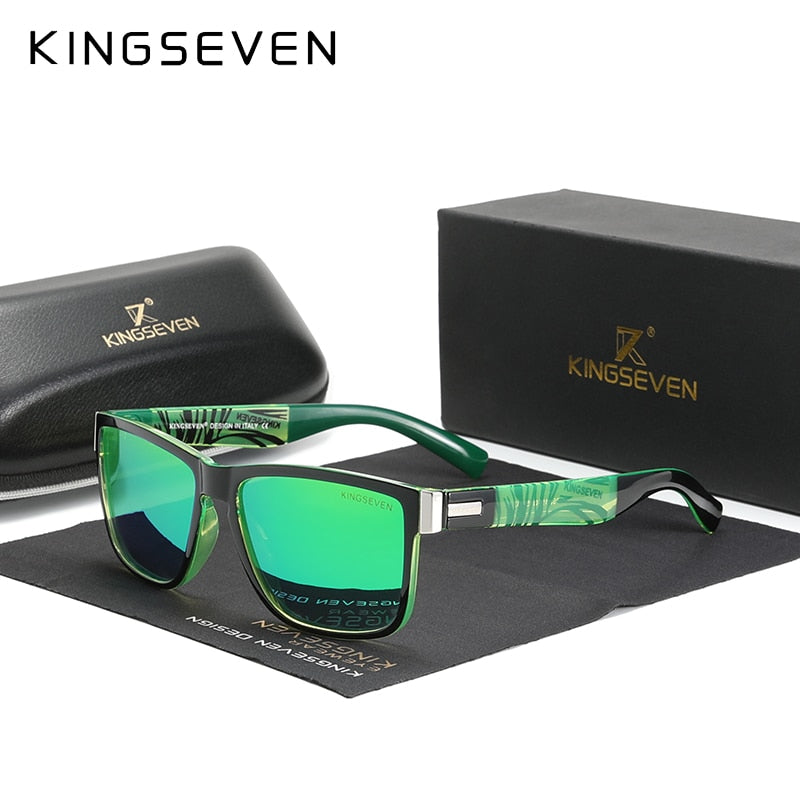 KINGSEVEN Retro Sonnenbrille, polarisiert, Kohlefaser-Muster