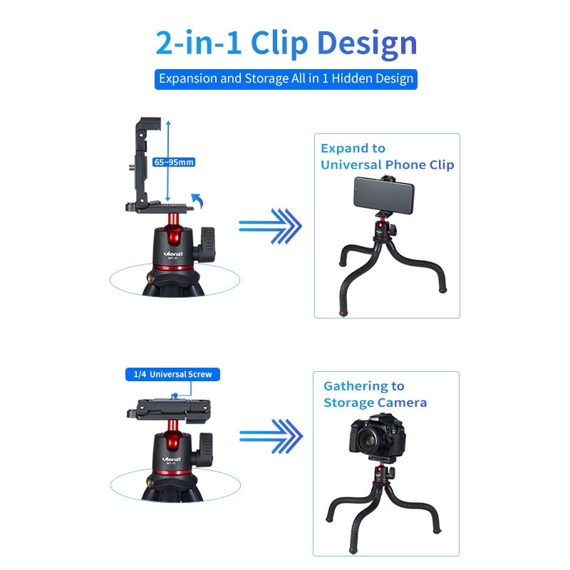 Ulanzi-MT-11Flexible-Octopus-Tripod-Smartphone-DSLR-SLR-Vlog-Tripod-Travel-Portable-2-in-1-Tripod-Extend-1/4-Screw-for-Magic-Arm