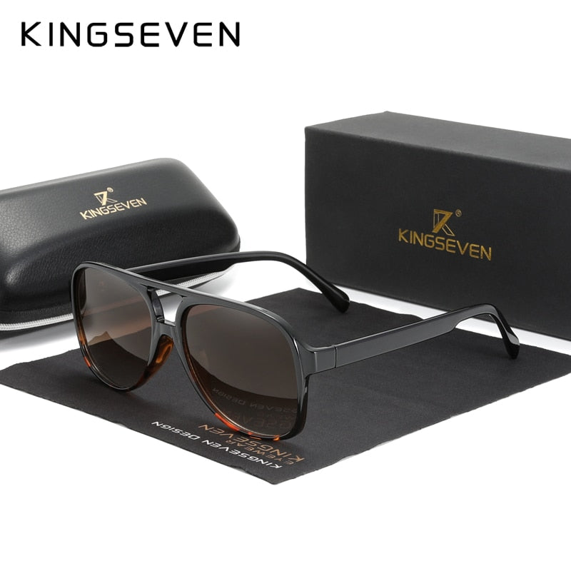 KINGSEVEN Lunettes de soleil vintage années 70 pour femme homme rétro pilote grand cadre protection UV