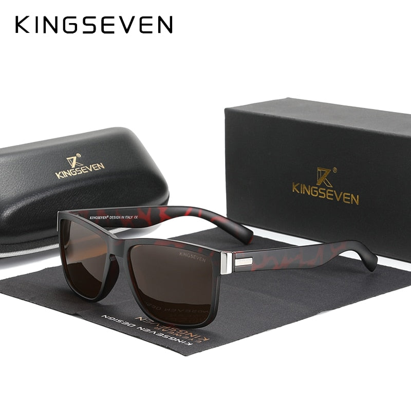 KINGSEVEN Retro Sonnenbrille, polarisiert, Kohlefaser-Muster