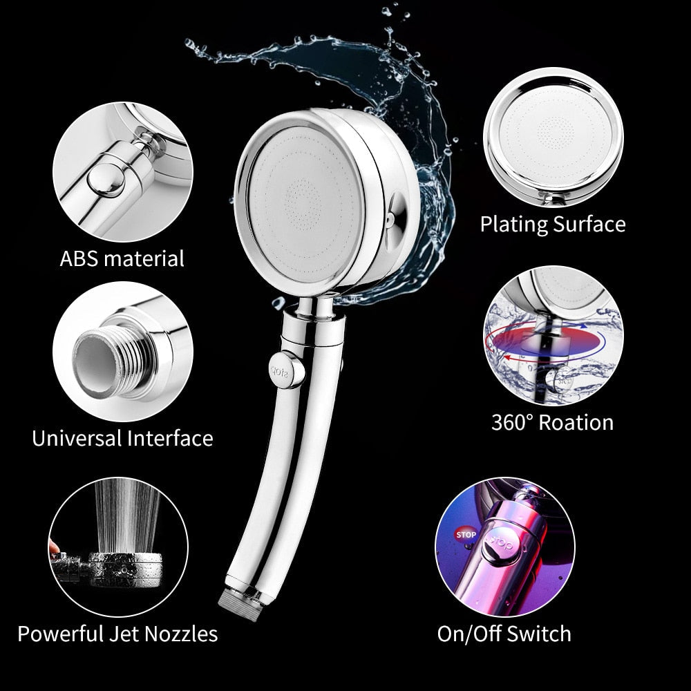 Handheld-Shower-Head-High-Pressure-5-Function-Adjustable-Bath-Shower-Jets-with-On/Off-Pause-Switch-Removable-Filter-with-Hose