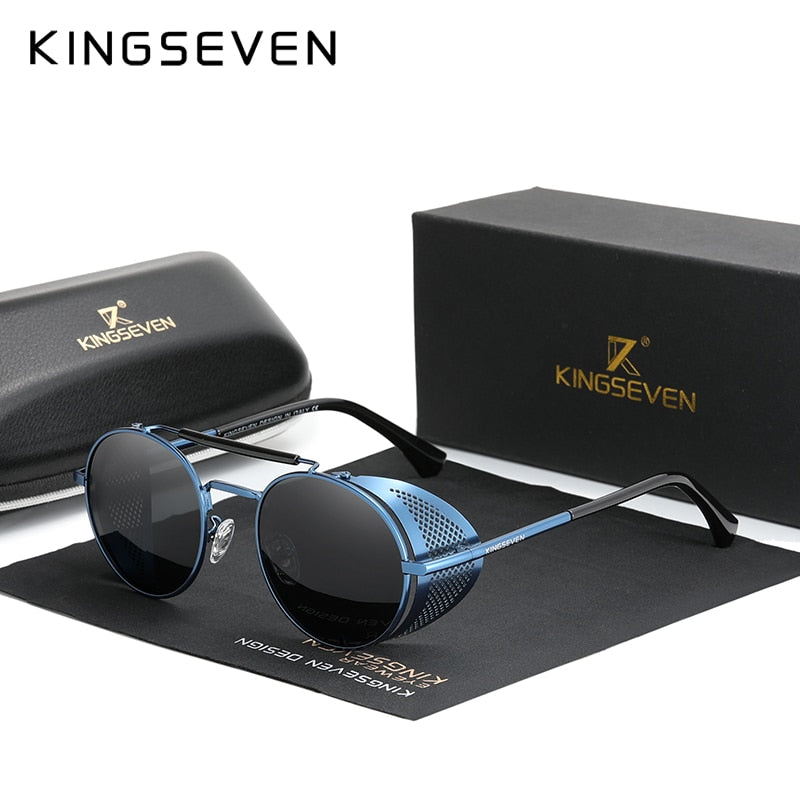 Echte KINGSEVEN Retro Sonnenbrille - Steampunk Stil