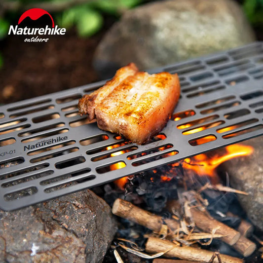 Plaque de gril à charbon de bois en maille de titane Naturehike pour barbecue en plein air Camping randonnée