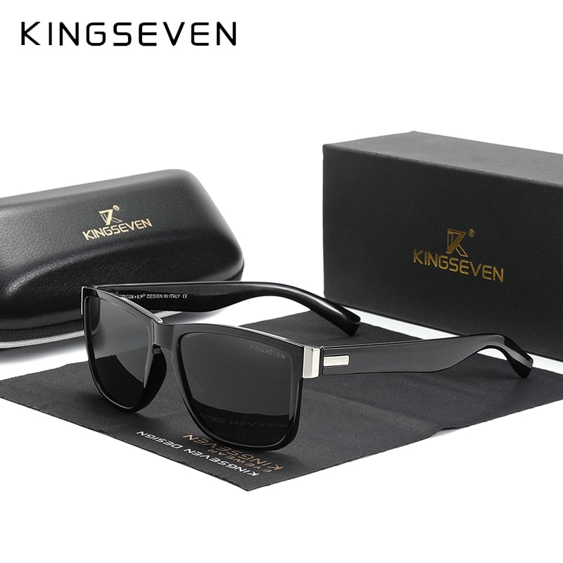 KINGSEVEN Retro Sonnenbrille, polarisiert, Kohlefaser-Muster