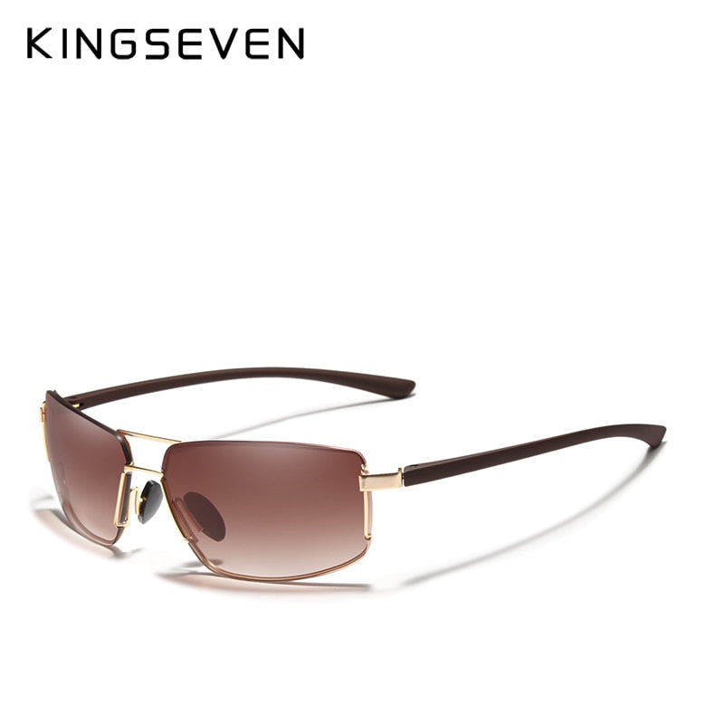 KINGSEVEN Lunettes de soleil UV400 Gradient Design Acier Inoxydable Carré Oculos Gafas