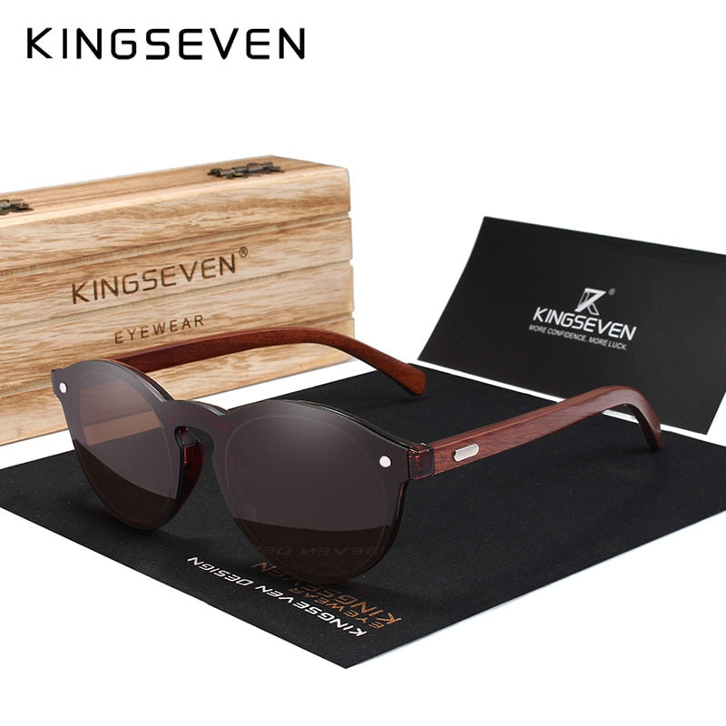 KINGSEVEN Lunettes de soleil en bois UV400 Hommes Femmes Marque Rosewood Eyewear