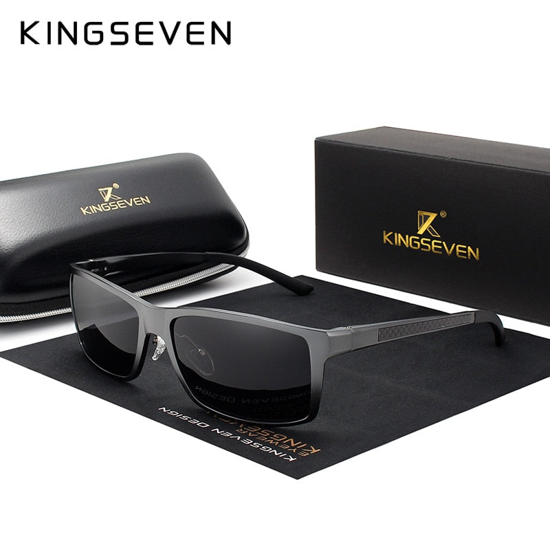 Lunettes de soleil KINGSEVEN polarisées, aluminium magnésium, design carré