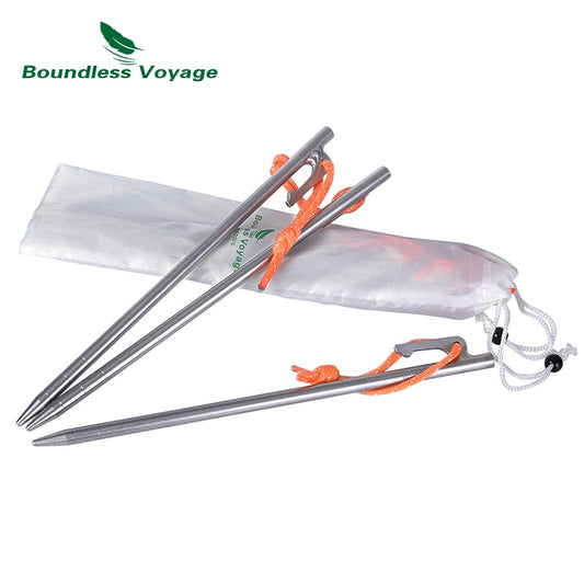 Boundless Voyage Titanium Alloy Tent Pegs Heavy Duty Nails Camping Pins 20cm 24cm 30cm 35cm 40cm