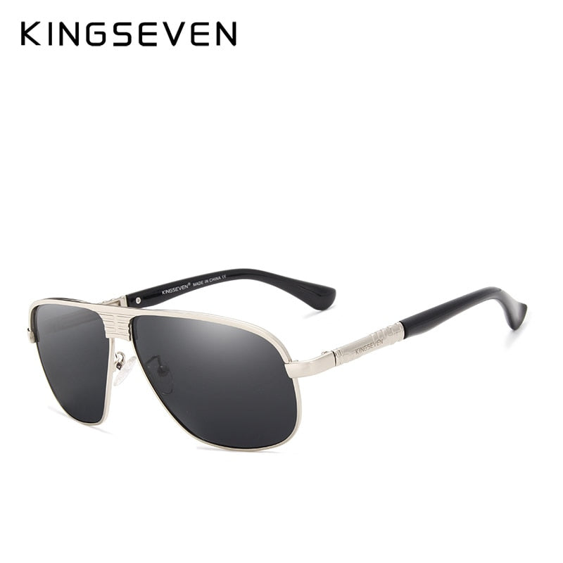 KINGSEVEN Retro Polarisierte Sonnenbrille, Schwarz, Herren