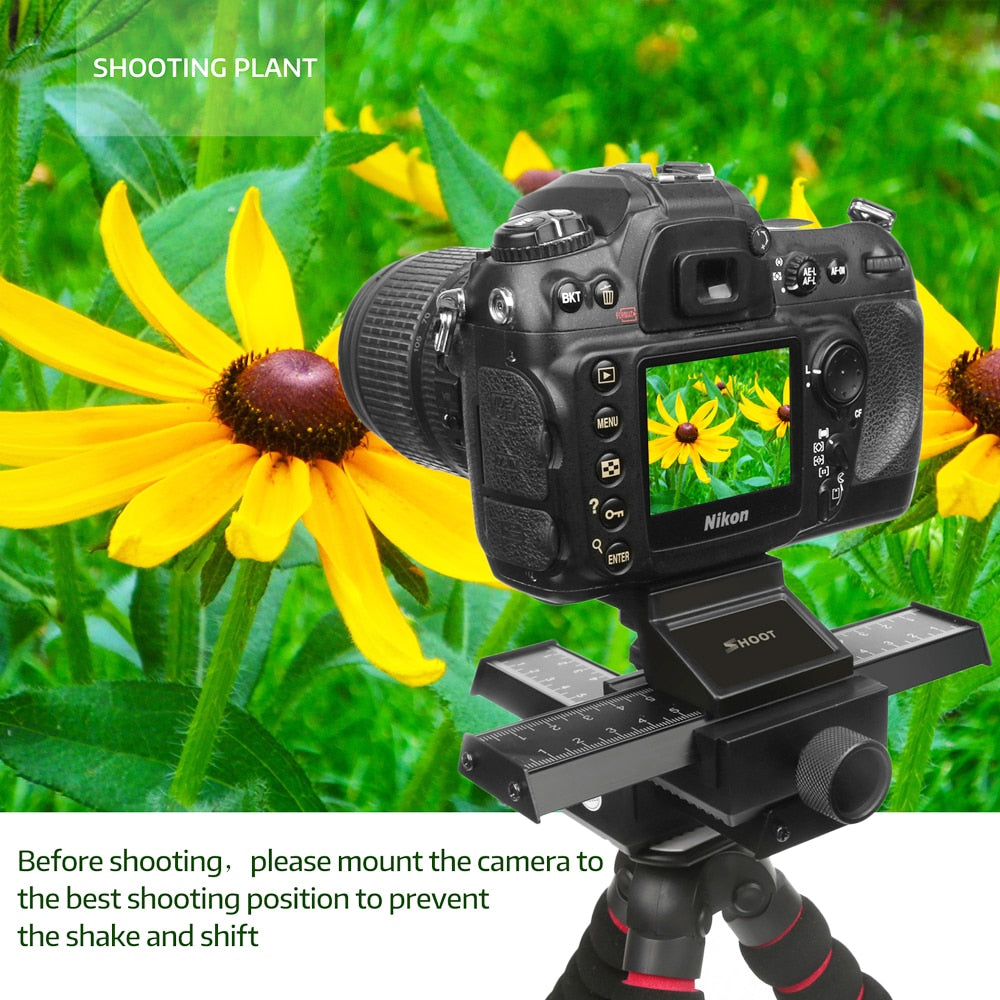 SHOOT-4-Way-Macro-Focusing-Rail-Slider-for-Canon-Sony-Nikon-Pentax-Close-Up-Shooting-Tripod-Head-with-1/4-Screw-for-DSLR-Camera