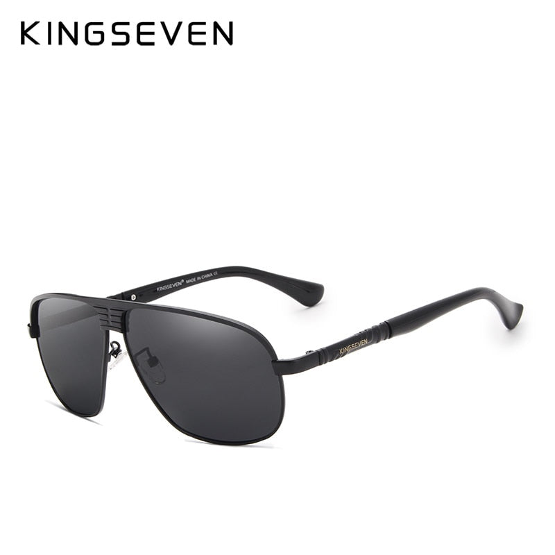 KINGSEVEN Retro Polarisierte Sonnenbrille, Schwarz, Herren