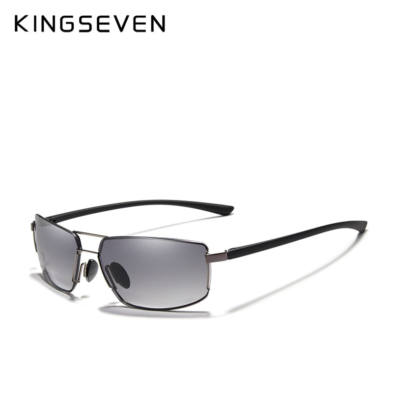 KINGSEVEN Lunettes de soleil UV400 Gradient Design Acier Inoxydable Carré Oculos Gafas