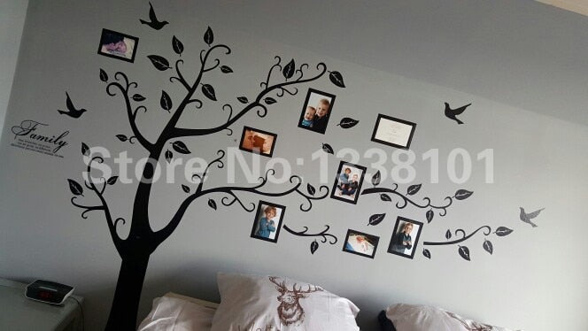 Free-Shipping:Large-200*250Cm/79*99in-Black-3D-DIY-Photo-Tree-PVC-Wall-Decals/Adhesive-Family-Wall-Stickers-Mural-Art-Home-Decor