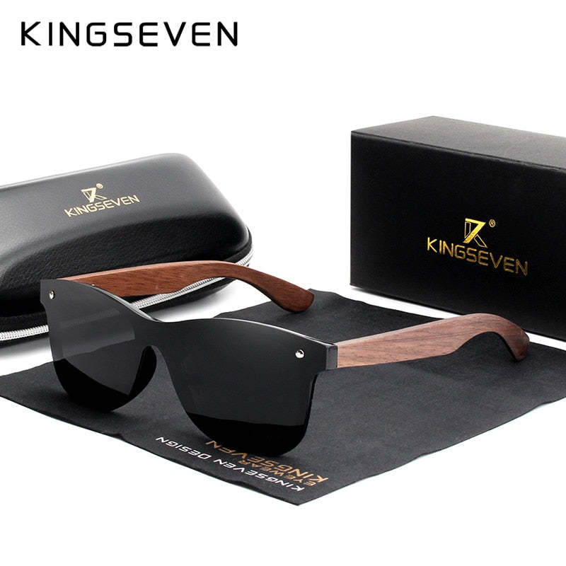 KINGSEVEN Lunettes de soleil en bois de noyer polarisées UV400