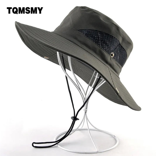 Solid Color Sun Hats for Men Outdoor Fishing Cap Wide Brim Anti-UV Beach Caps Summer Hiking Camping Bone Gorros