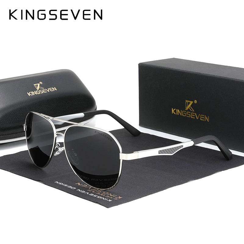 KINGSEVEN Herren Sonnenbrille, polarisiert, Aluminium Bügel, UV400