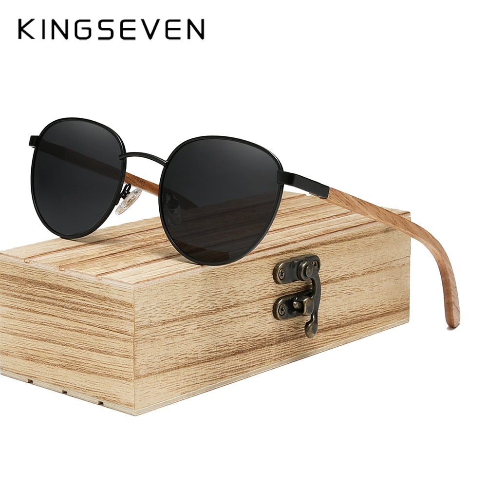 KINGSEVEN polarisierte Sonnenbrille handgemachte hölzerne Brille UV400 Schutz