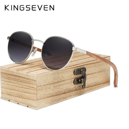 KINGSEVEN polarisierte Sonnenbrille handgemachte hölzerne Brille UV400 Schutz